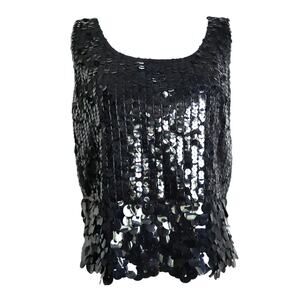 Vintage 60s Miss Ruth Boutique Blouse Shirt Black Large and Small Sequin Tank